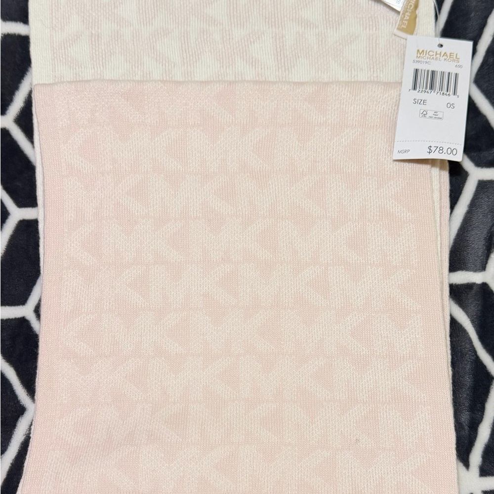 Michael Kors Soft Pink and White Knit Scarf